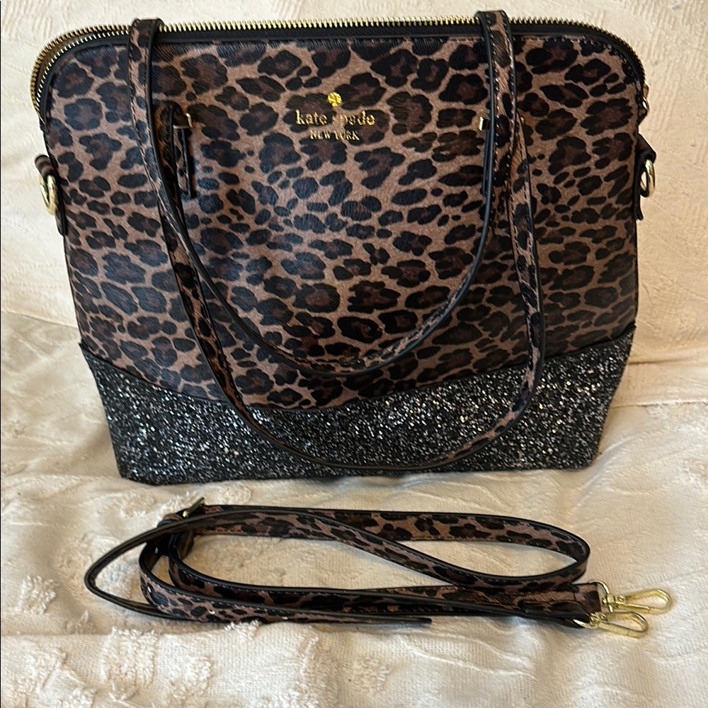 Kate Spade Brown and Black Shoulder Bag with Animal Print, never carried!